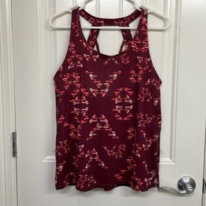 Toad&Co Maroon Tank Top with Pink Coral Print